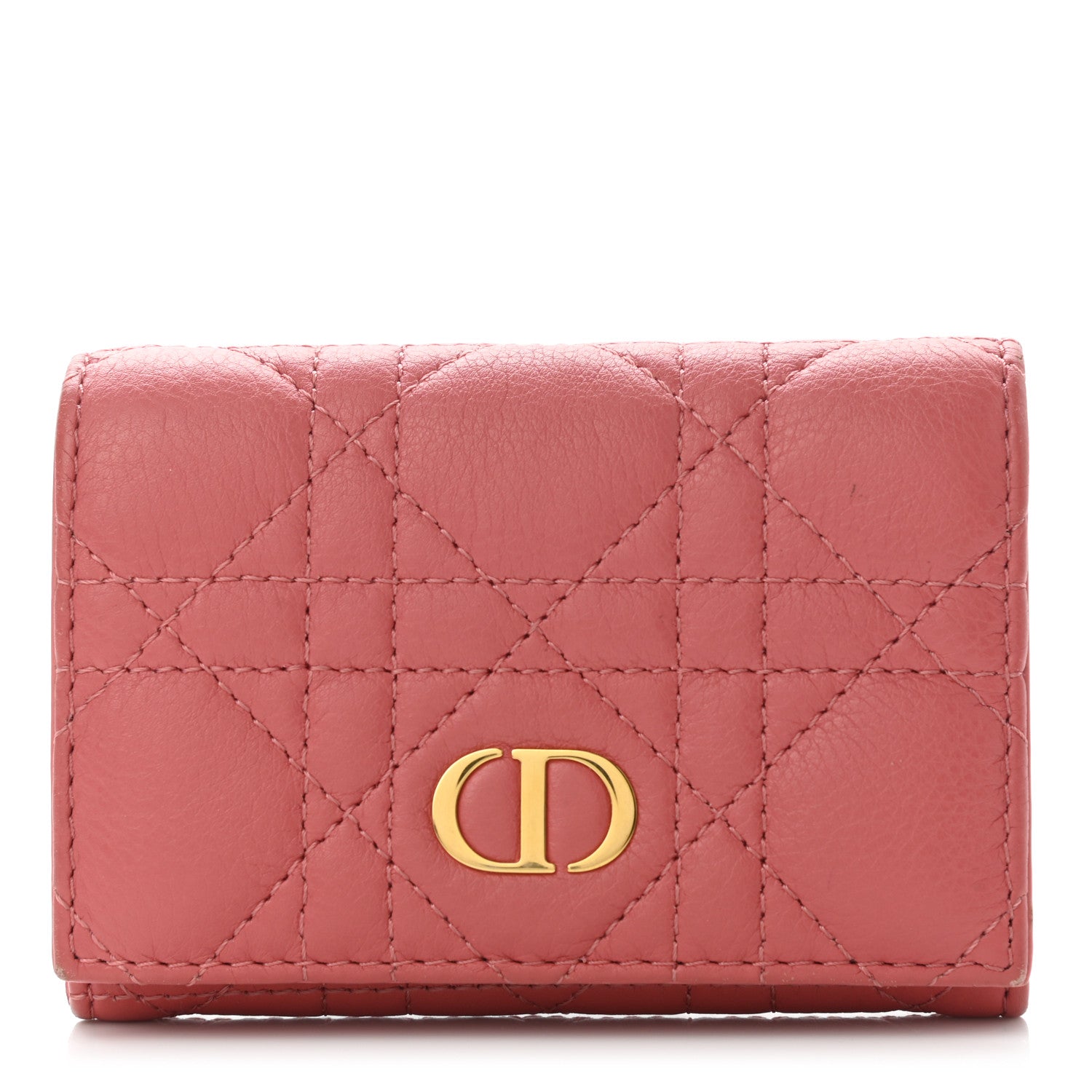 Christian Dior Supple Calfskin Cannage Caro Glycine Wallet Pink 1 of 10