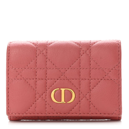 Christian Dior Supple Calfskin Cannage Caro Glycine Wallet Pink 1 of 10