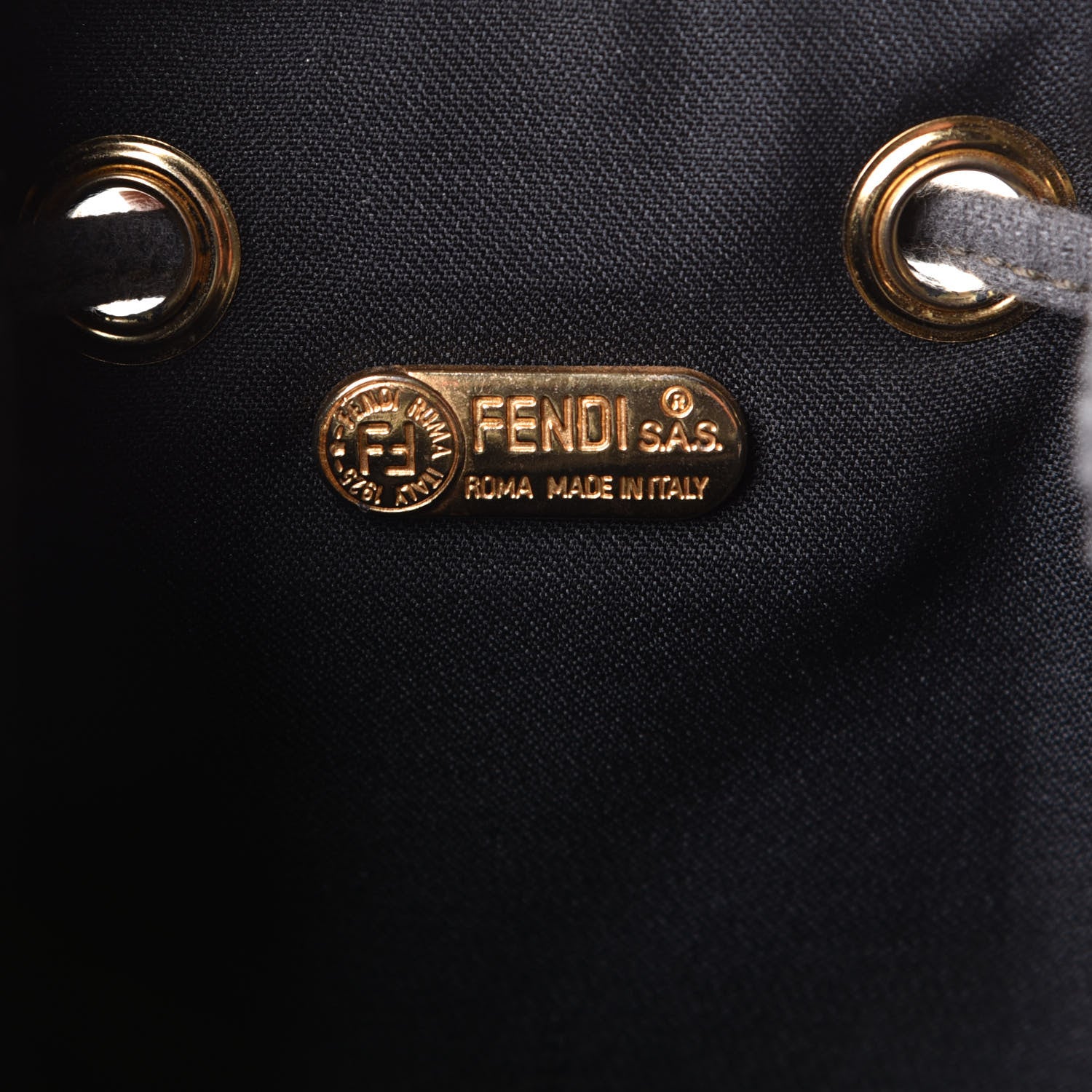 Fendi Calfskin Coated Canvas Pequin Bucket Bag Tobacco 6 of 6