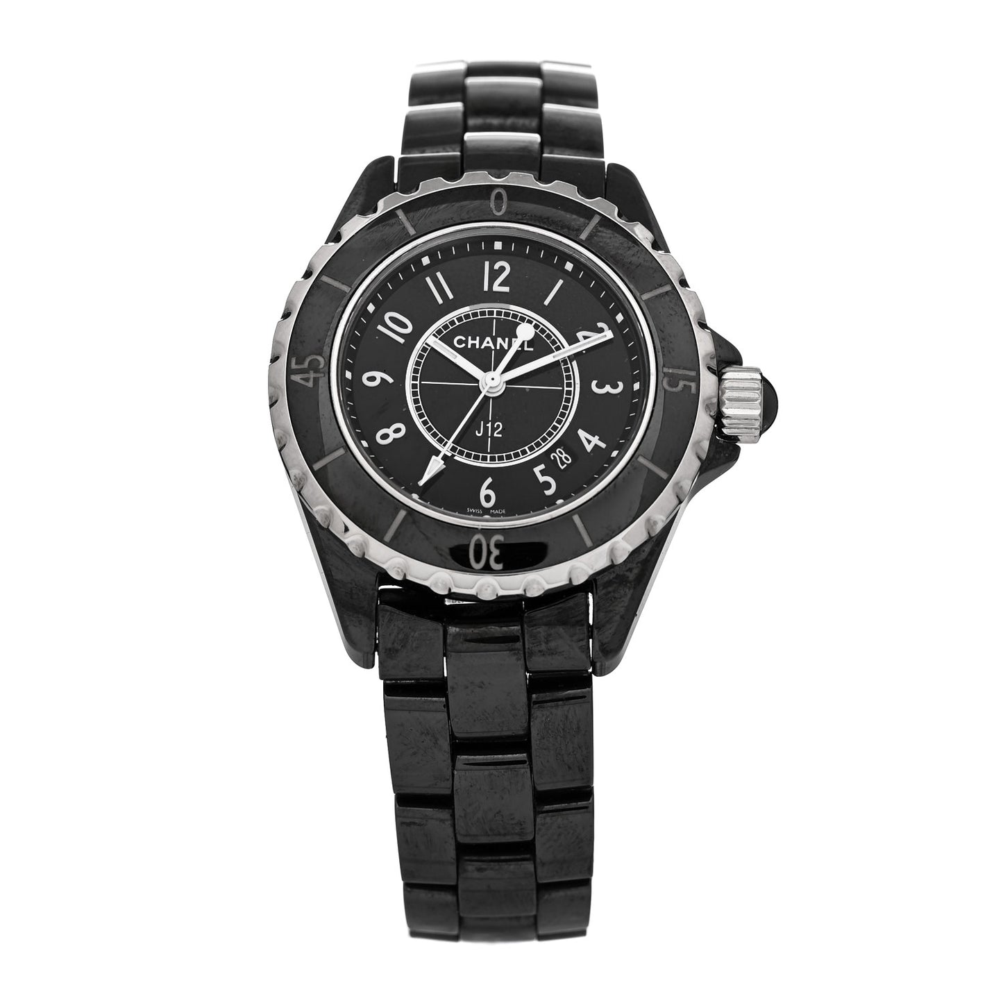 Stainless Steel Ceramic 33mm J12 Quartz Watch Black