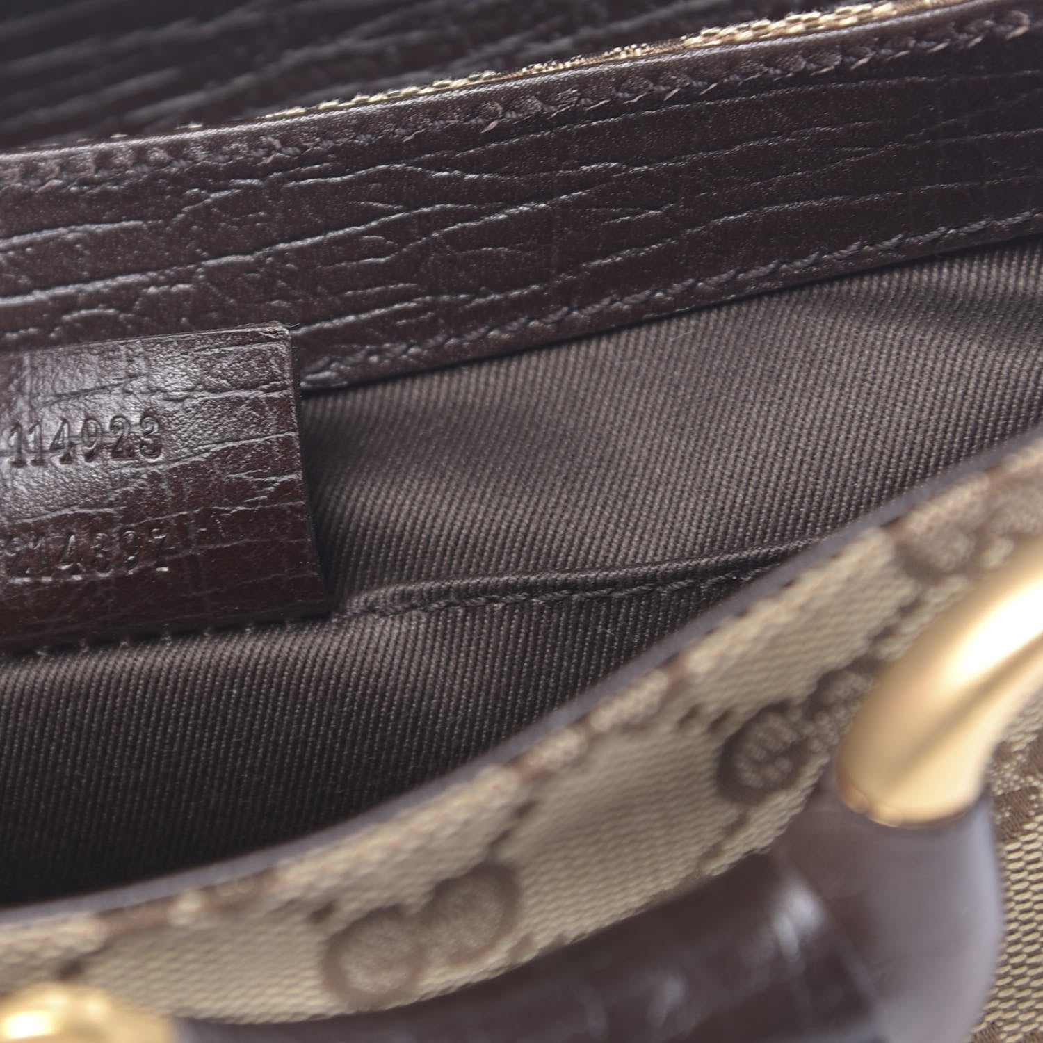 Gucci Monogram Horsebit Clutch Dark Brown 7 of 10