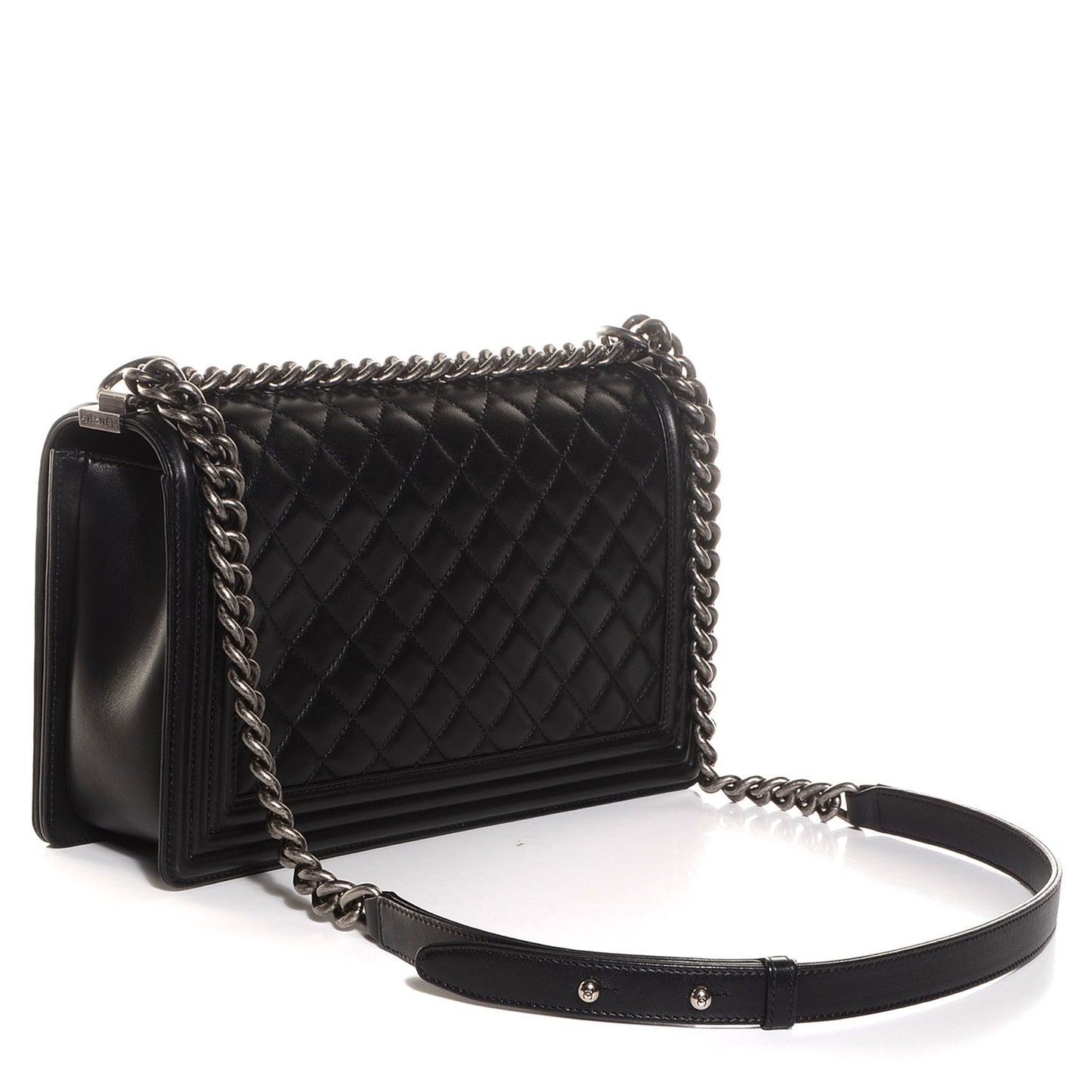Lambskin Quilted New Medium Boy Flap Black