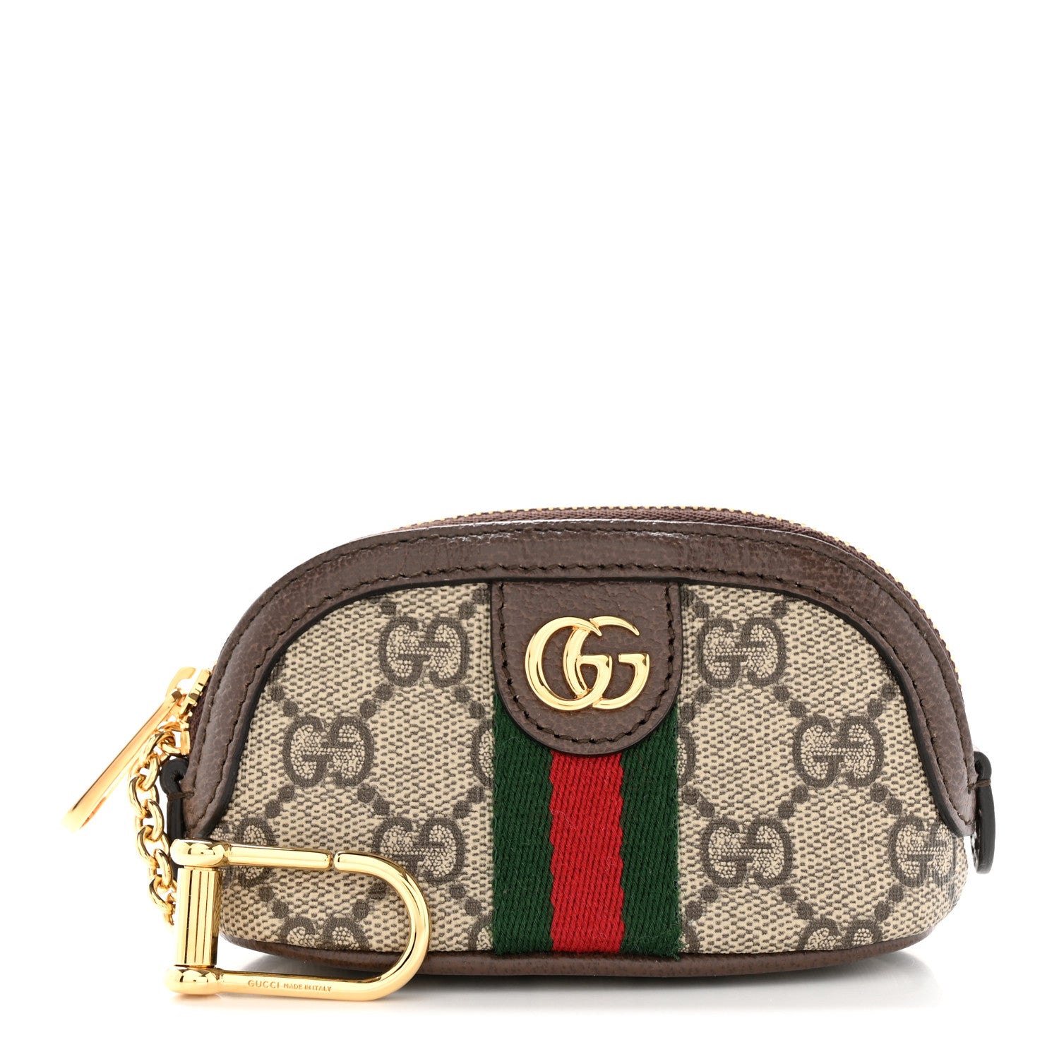 Gucci GG Supreme Monogram Web Ophidia Dome Key Pouch Beige New Acero 1 of 7