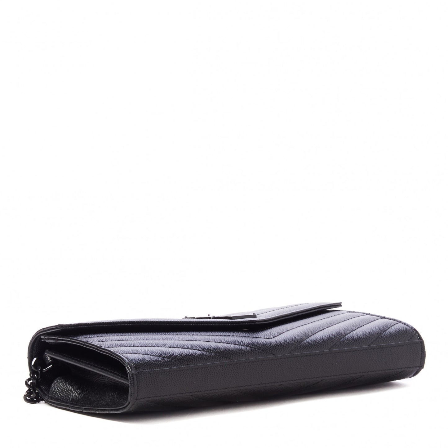 Grain De Poudre Matelasse Chevron Monogram Chain Wallet Black