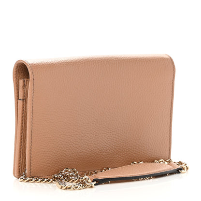 Gucci Pebbled Calfskin Soho Wallet on Chain Camelia 3 of 12