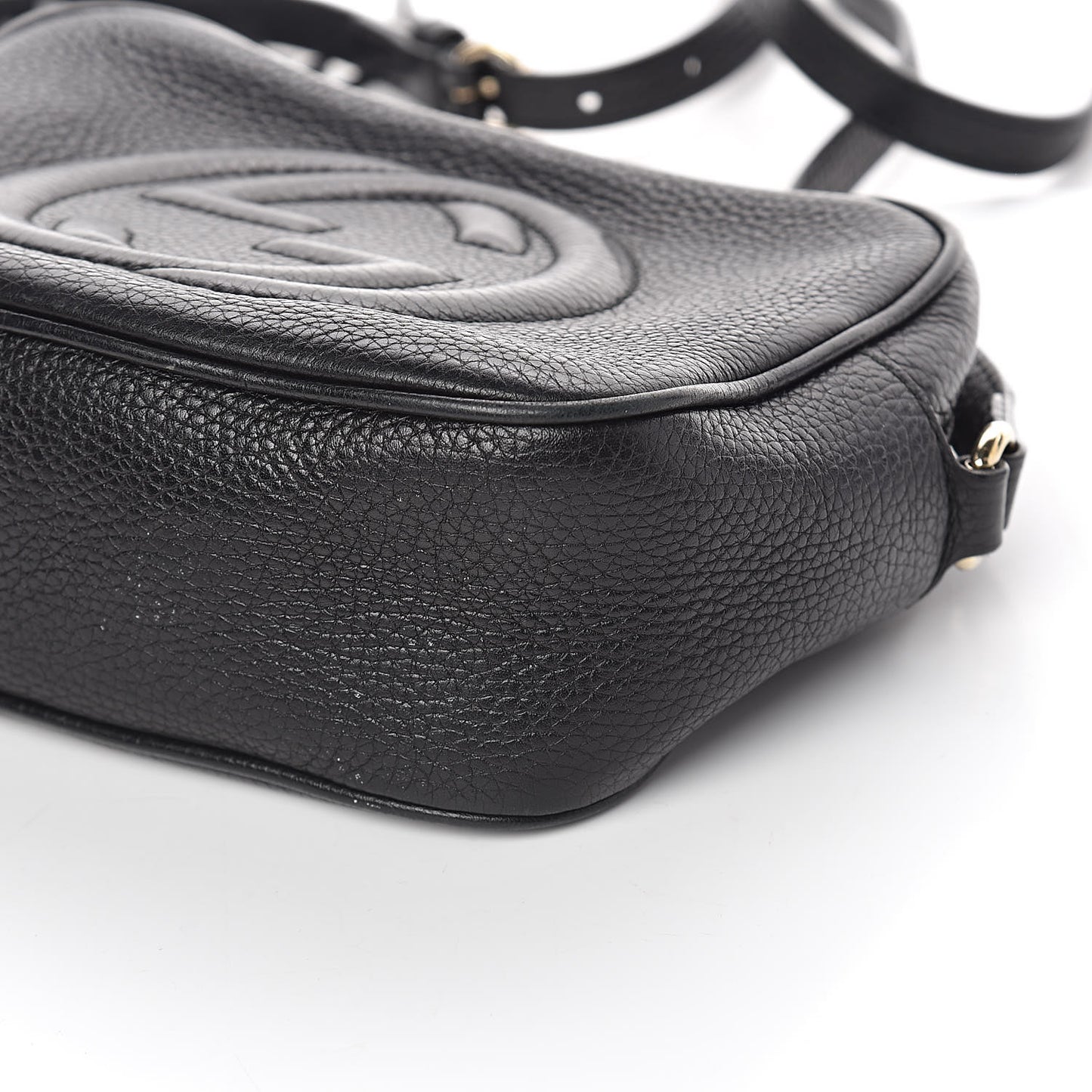 Pebbled Calfskin Small Soho Disco Bag Black