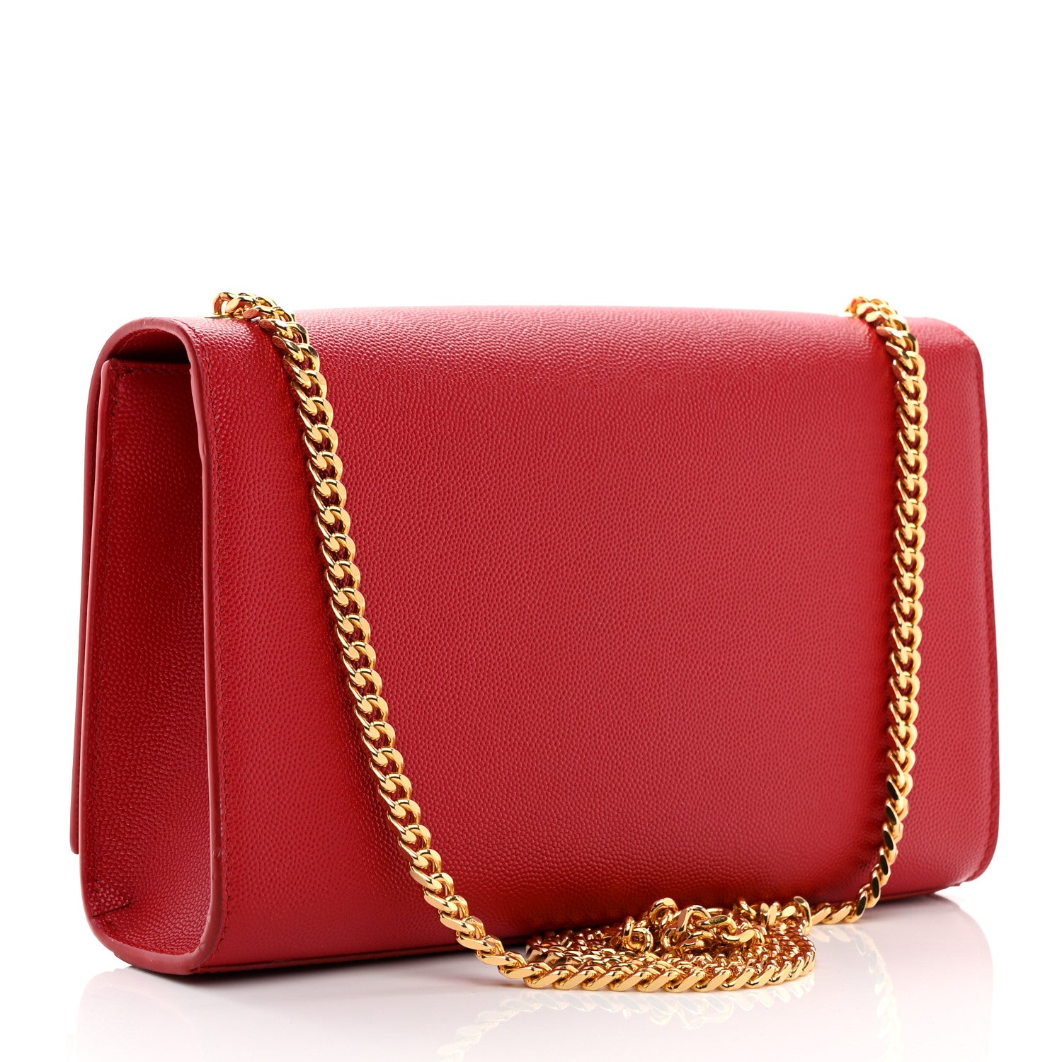 Saint Laurent Grain De Poudre Medium Monogram Kate Satchel Red 3 of 11