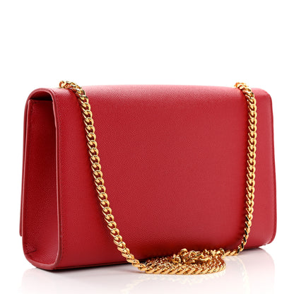 Saint Laurent Grain De Poudre Medium Monogram Kate Satchel Red 3 of 11