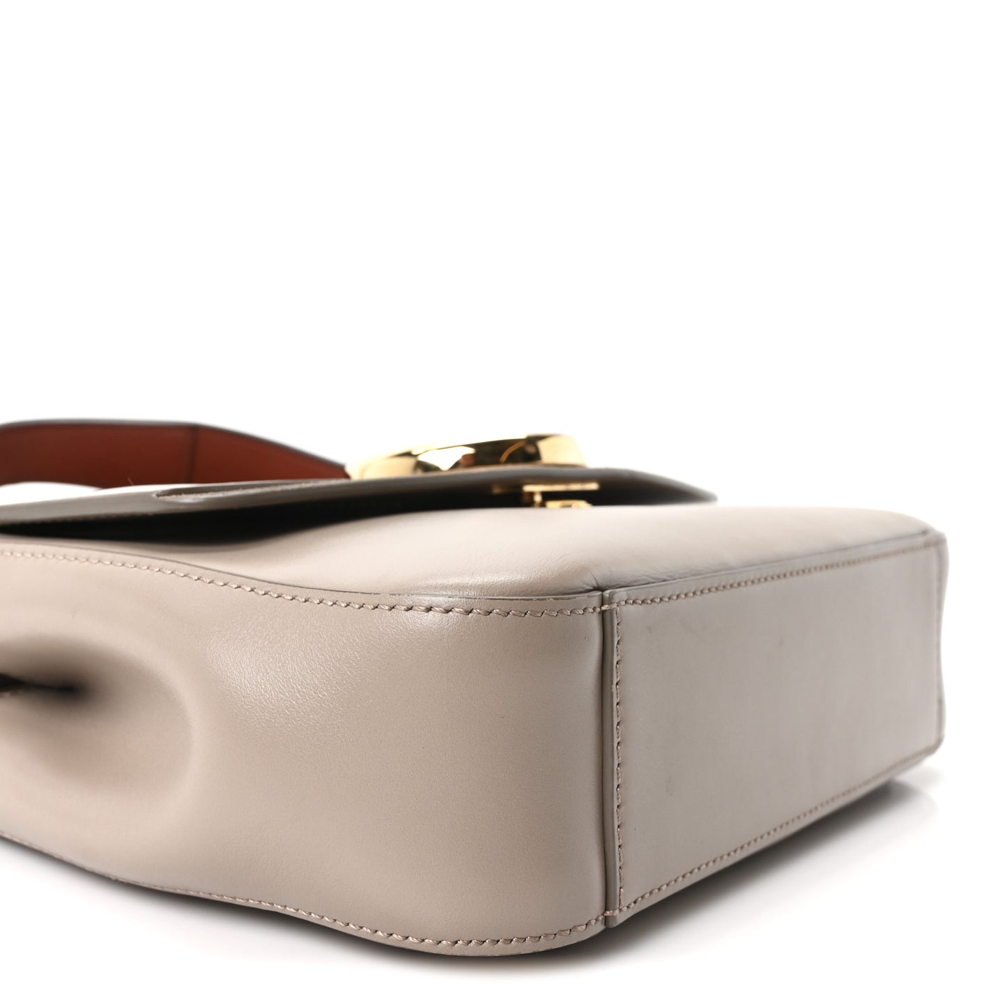 Shiny Calfskin Suede Small C Double Carry Bag Motty Grey