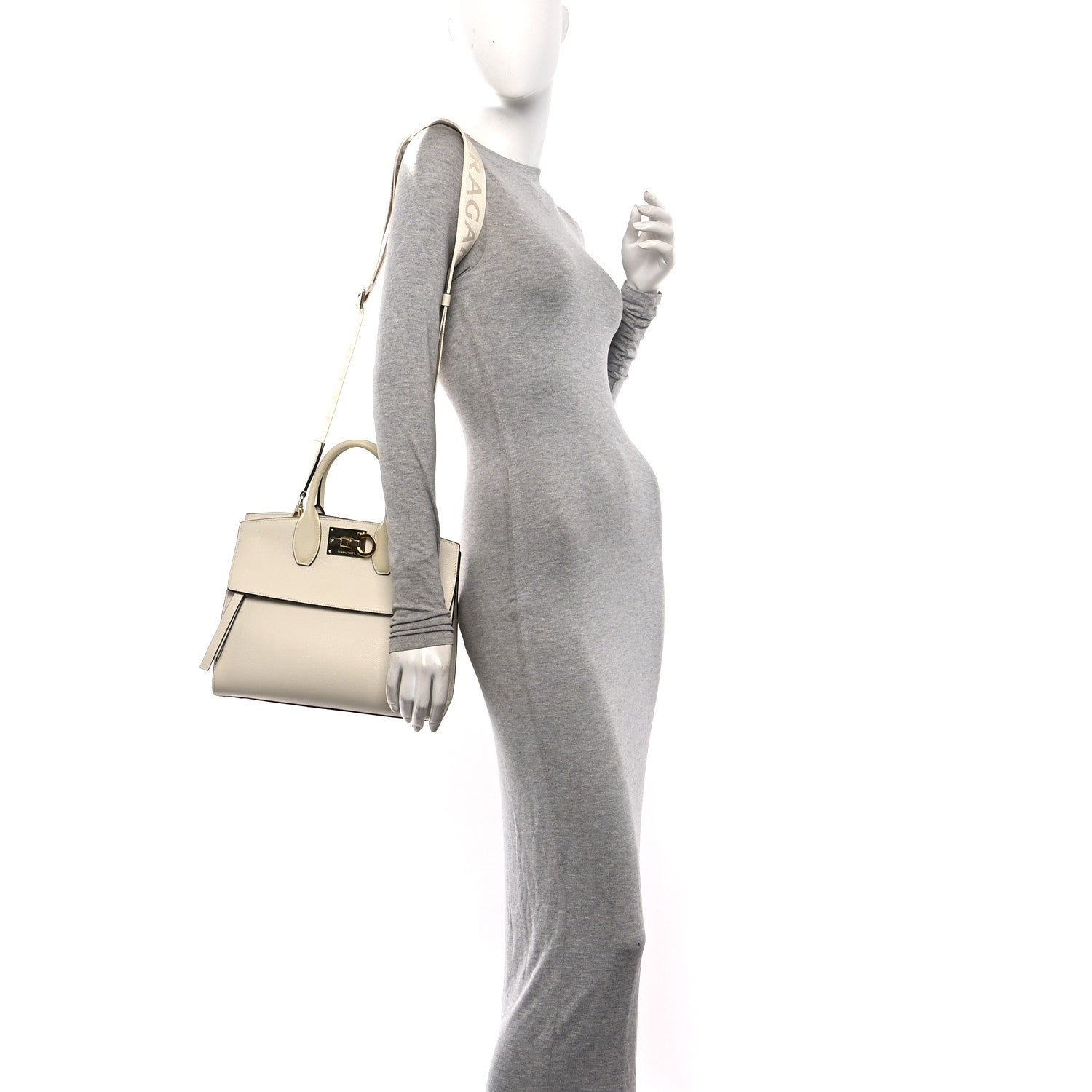 Salvatore Ferragamo Calfskin Medium Studio Soft Bag Mascarpone 2 of 11