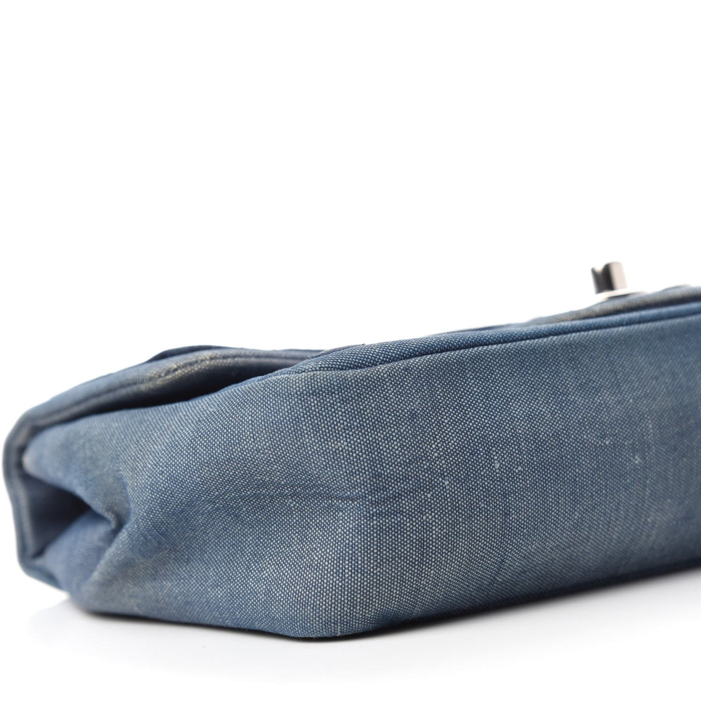 Denim Quilted Small Medallion Flap Blue