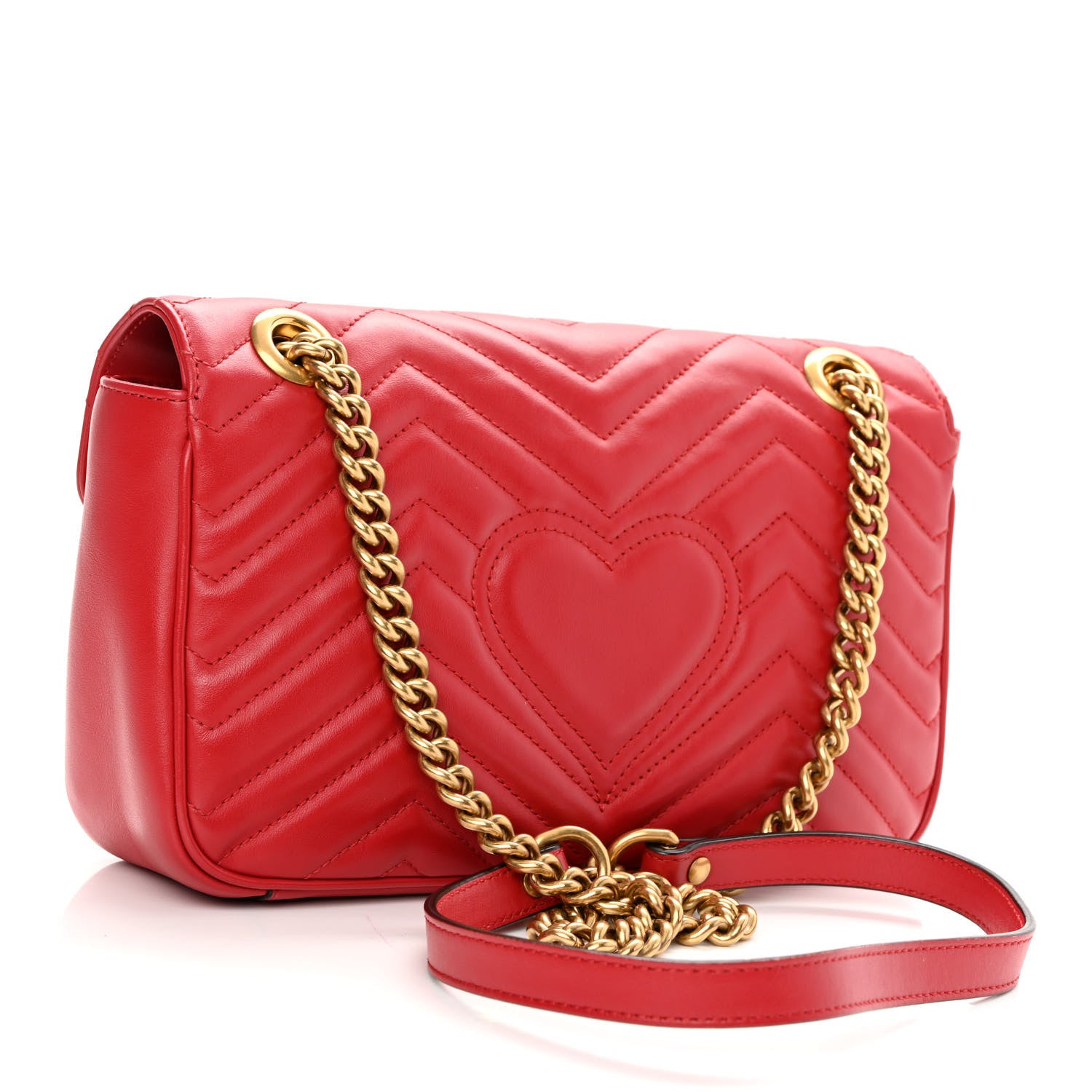 Gucci Calfskin Matelasse Small GG Marmont Shoulder Bag Hibiscus Red 3 of 10