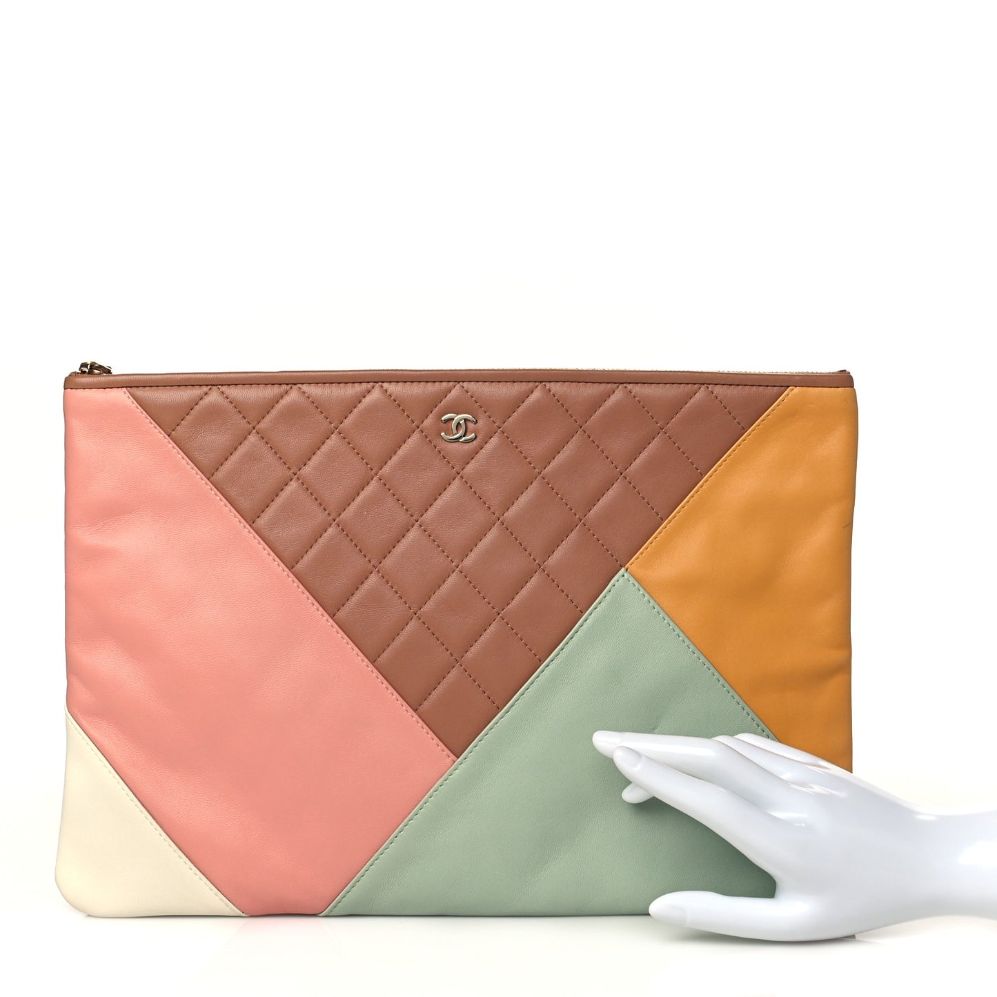 Lambskin Patchwork Large Cosmetic Case Multicolor