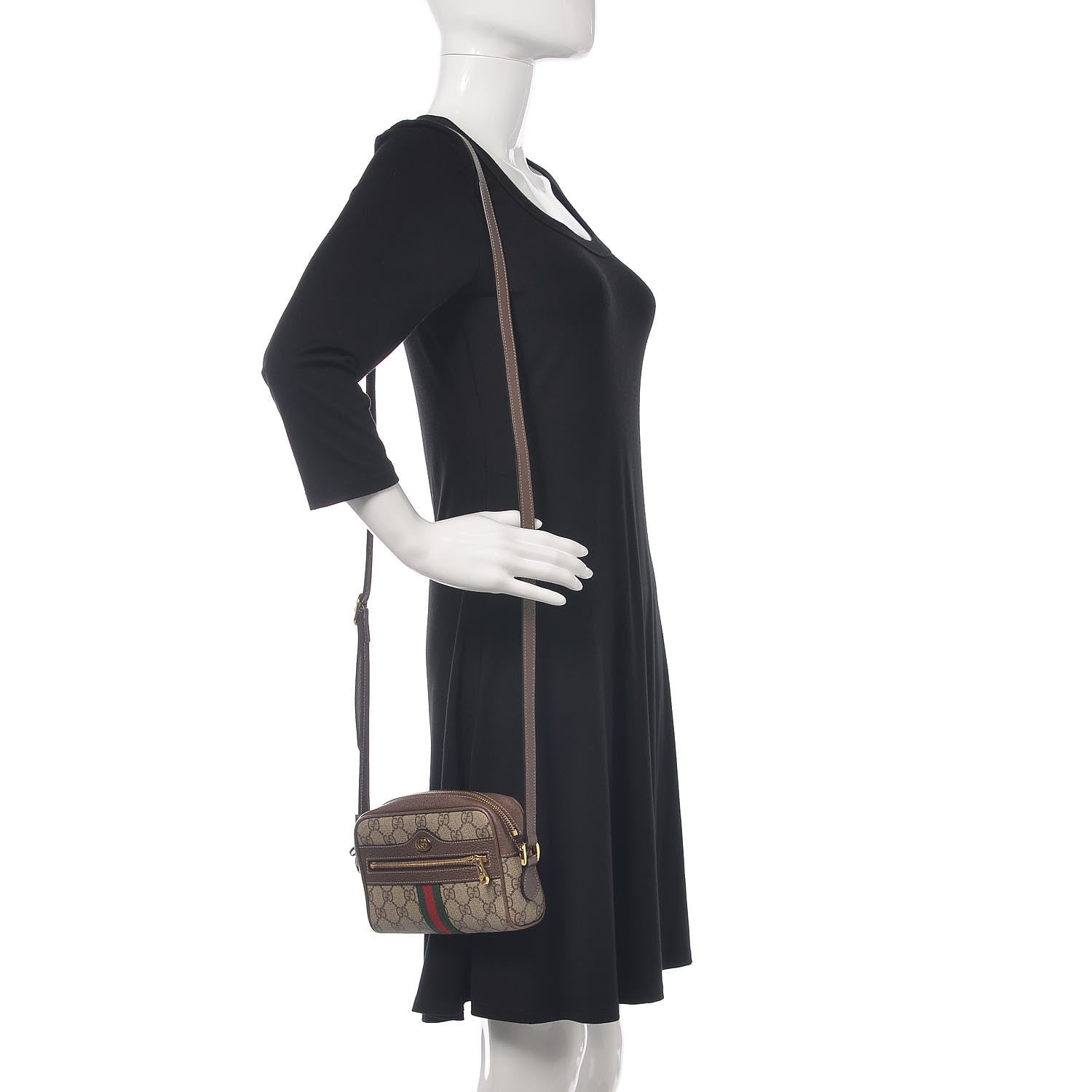 Gucci GG Supreme Monogram Web Mini Ophidia Shoulder Bag Brown 2 of 12