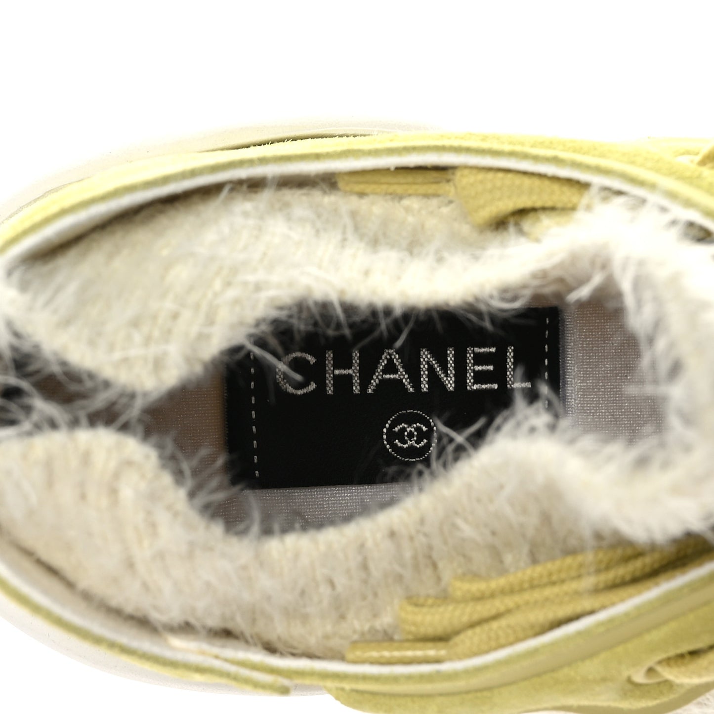 Suede Calfskin Stretch Fabric CC Sneakers 40.5 Yellow
