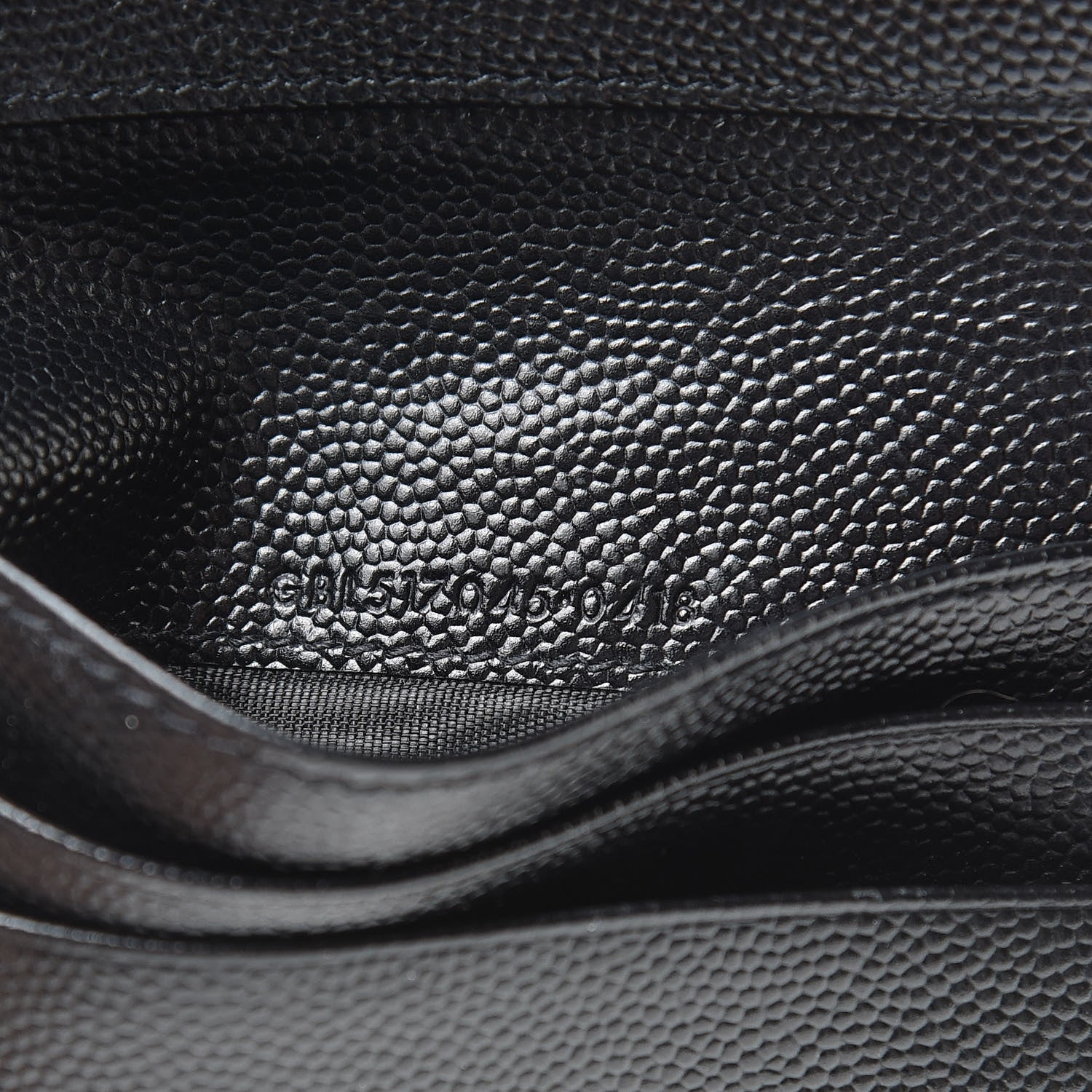 Saint Laurent Grain De Poudre Matelasse Chevron Monogram Zipped Card Case Black 7 of 7