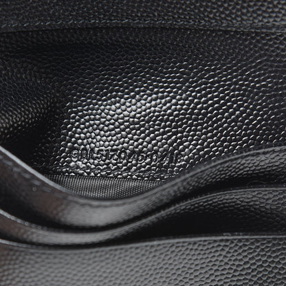 Saint Laurent Grain De Poudre Matelasse Chevron Monogram Zipped Card Case Black 7 of 7
