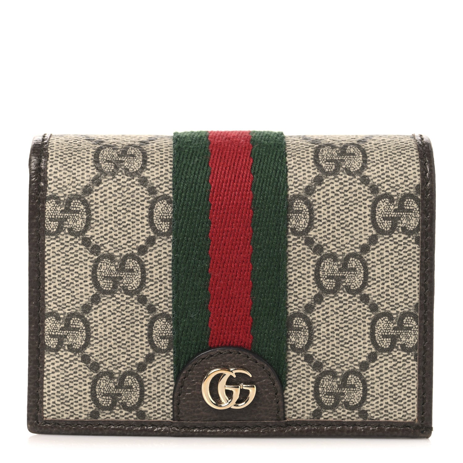 Gucci GG Supreme Monogram Web Ophidia Small Wallet Beige Dark Brown Beige Dark Brown 1 of 8