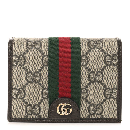 Gucci GG Supreme Monogram Web Ophidia Small Wallet Beige Dark Brown Beige Dark Brown 1 of 8
