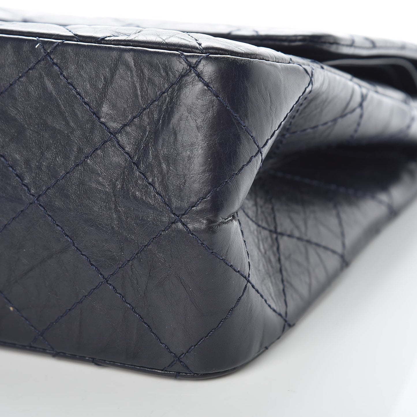 Aged Calfskin Quilted 2.55 Reissue 227 Flap Navy Blue