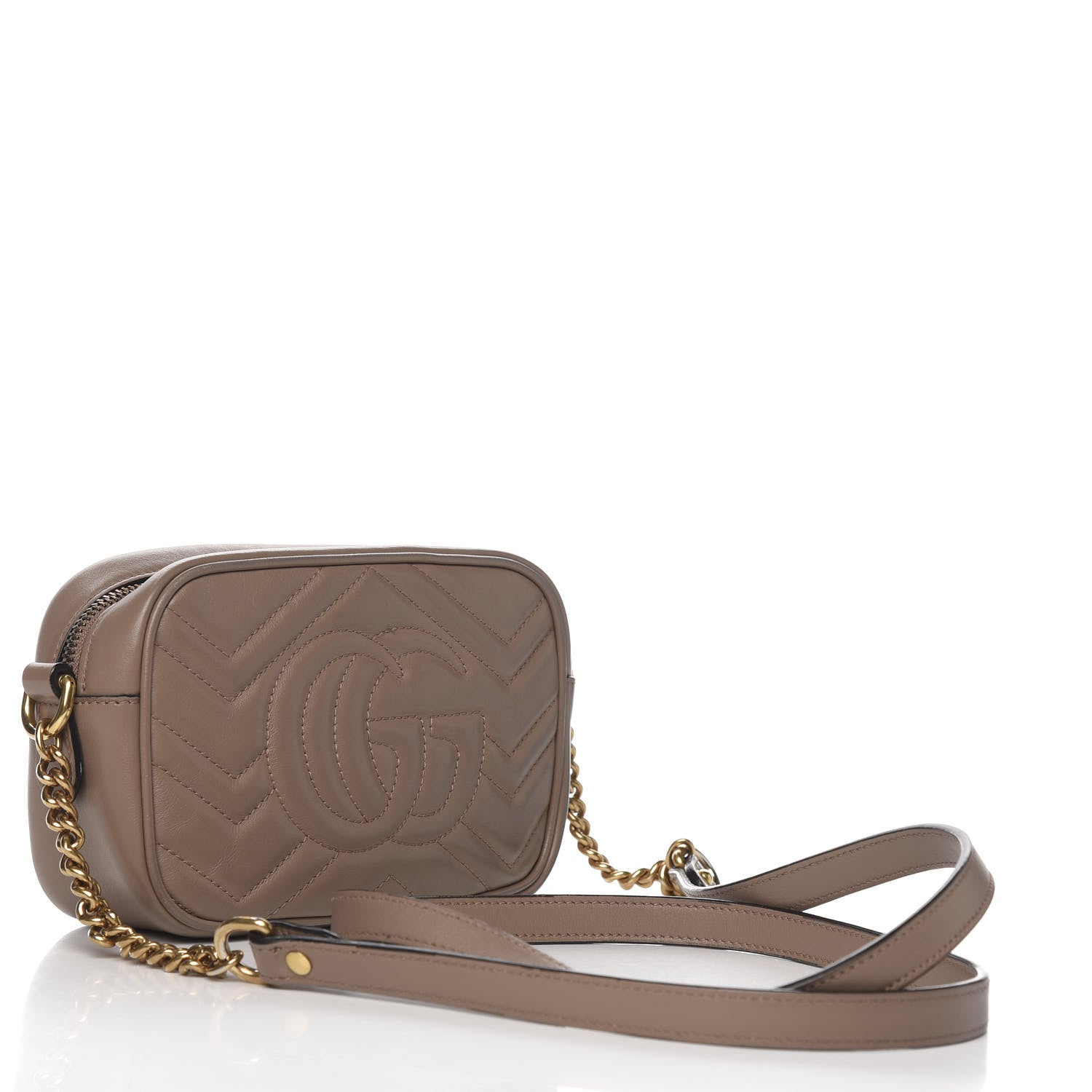 Gucci Calfskin Matelasse Mini GG Marmont Chain Shoulder Bag Porcelain Rose 2 of 9