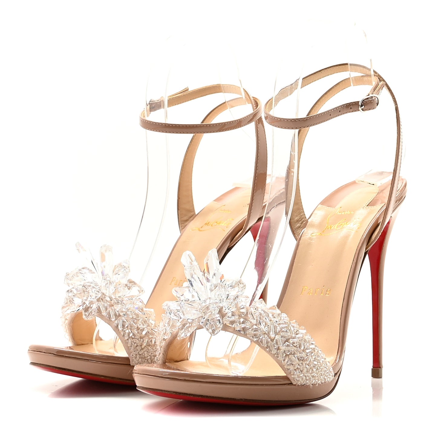 Patent Crystal Queen 120 Sandals 38.5 Nude