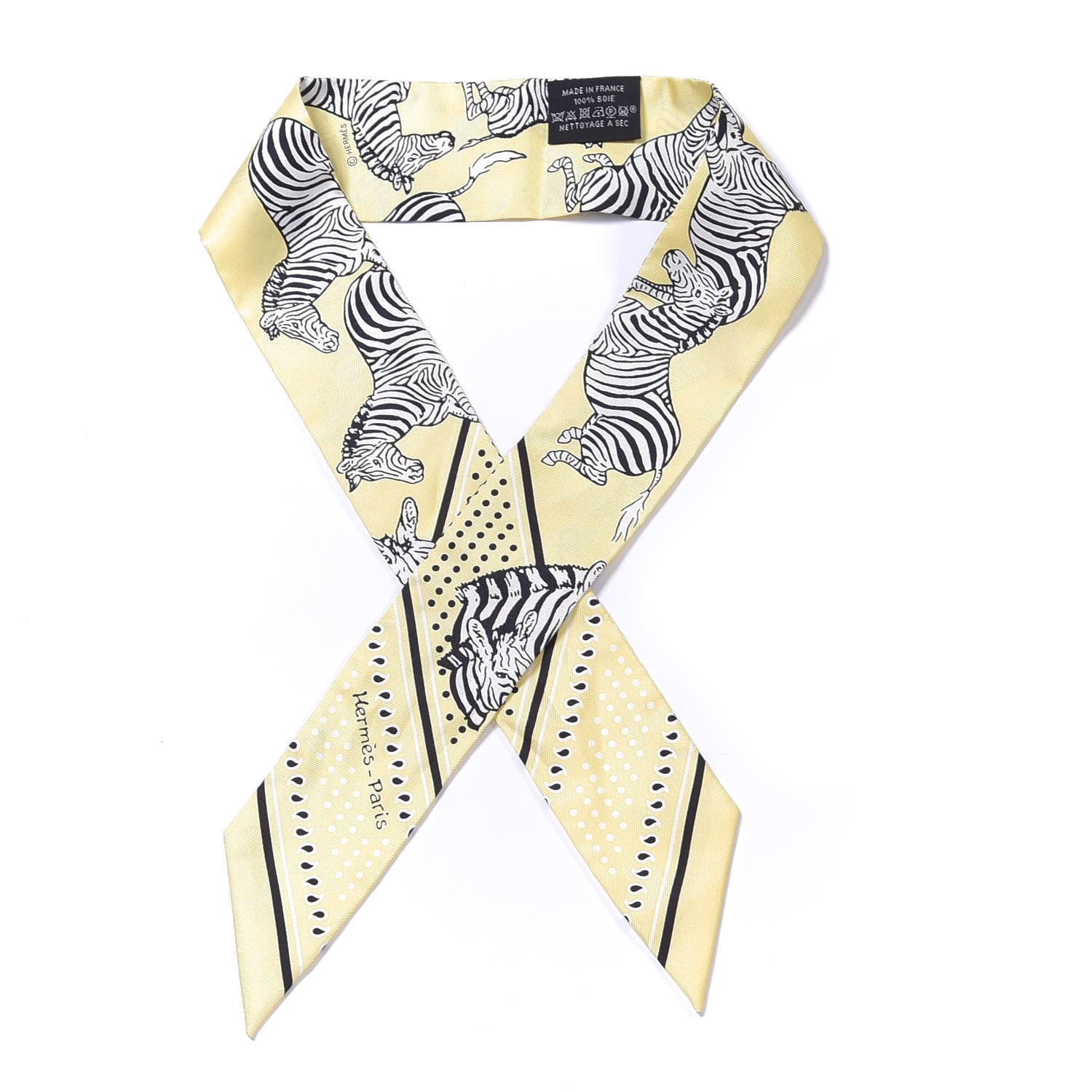 Hermes Silk Les Zebres Twilly Jaune Soufre Black 1 of 4