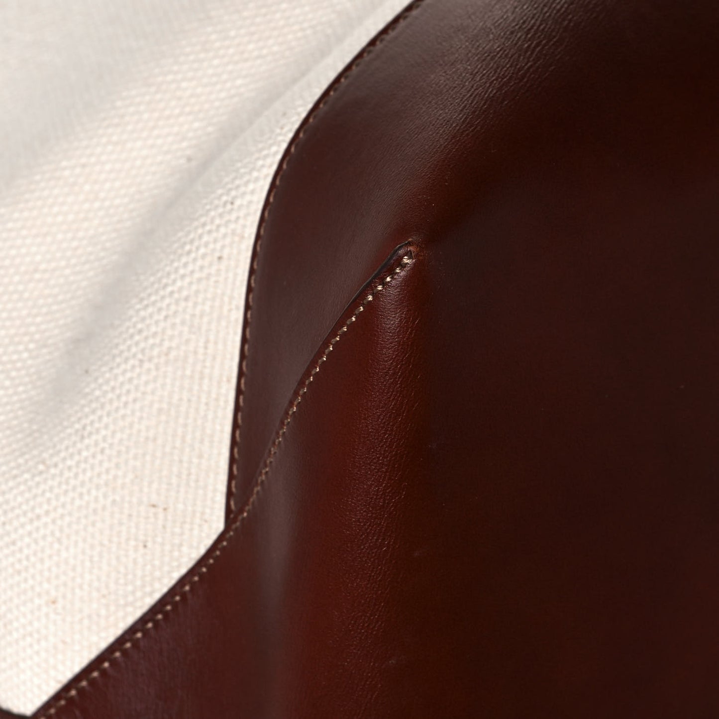 Canvas Calfskin Travel Tote White Brown