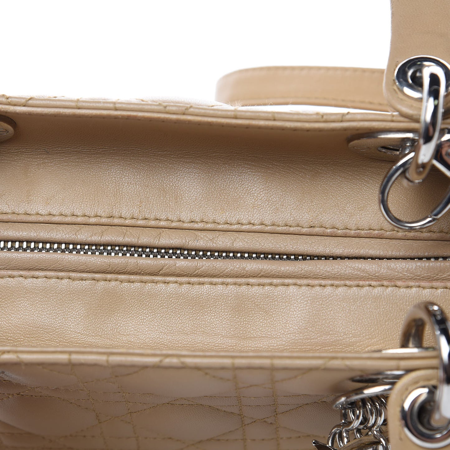 Lambskin Cannage Medium Lady Dior Beige
