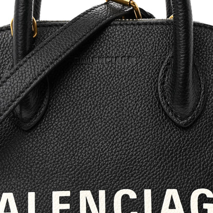 Balenciaga Signature Grained Calfskin XXS Ville Top Handle Bag Black White 9 of 14