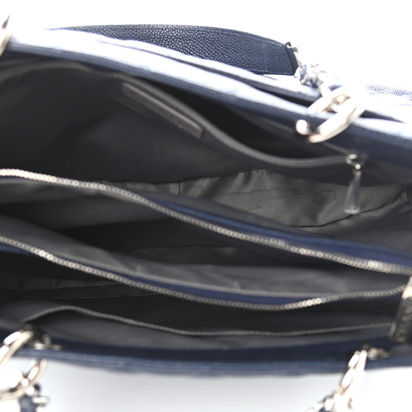 Caviar Quilted Grand Shopping Tote GST Dark Navy Blue