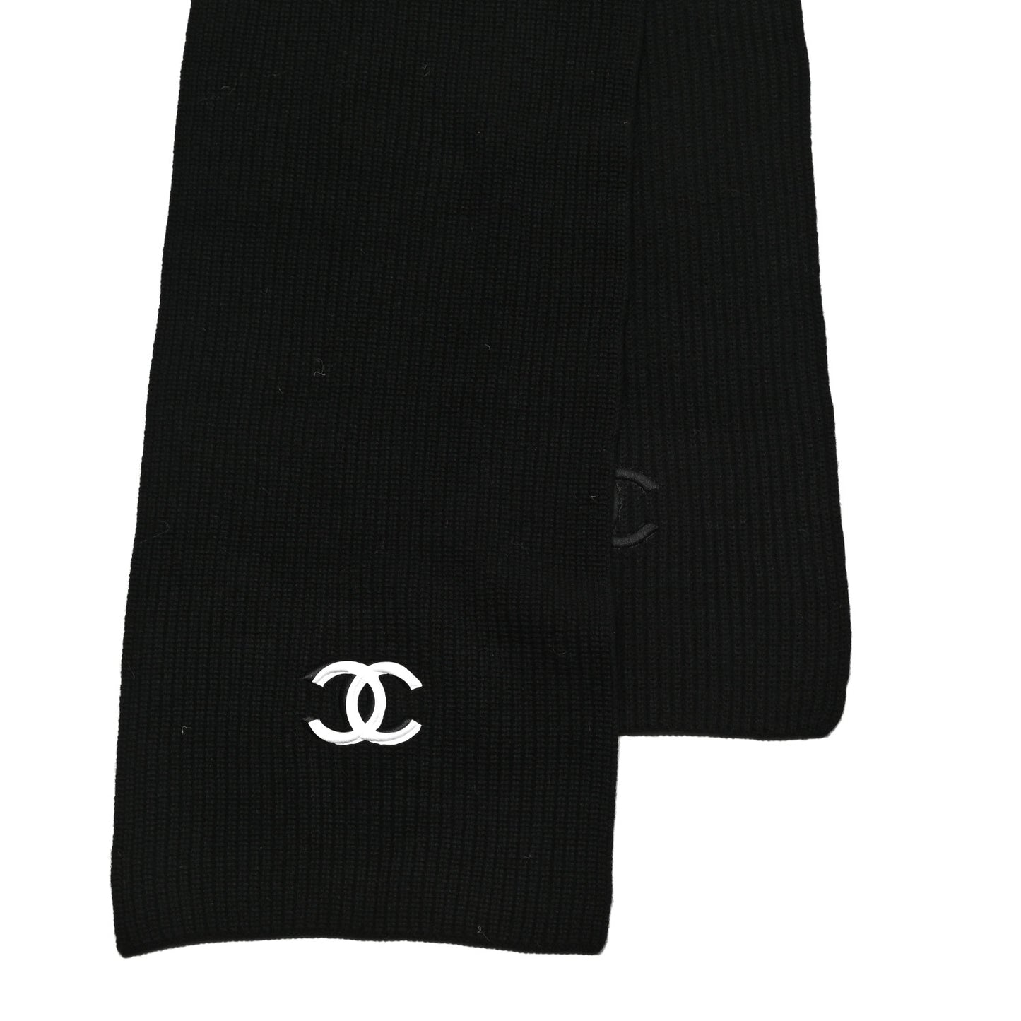 Wool Cashmere CC Scarf Black White