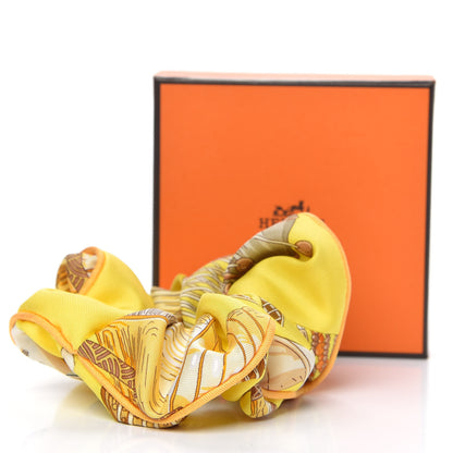 Hermes Silk Patchwork Claudia Scrunchie Multicolore Jaune 5 of 5