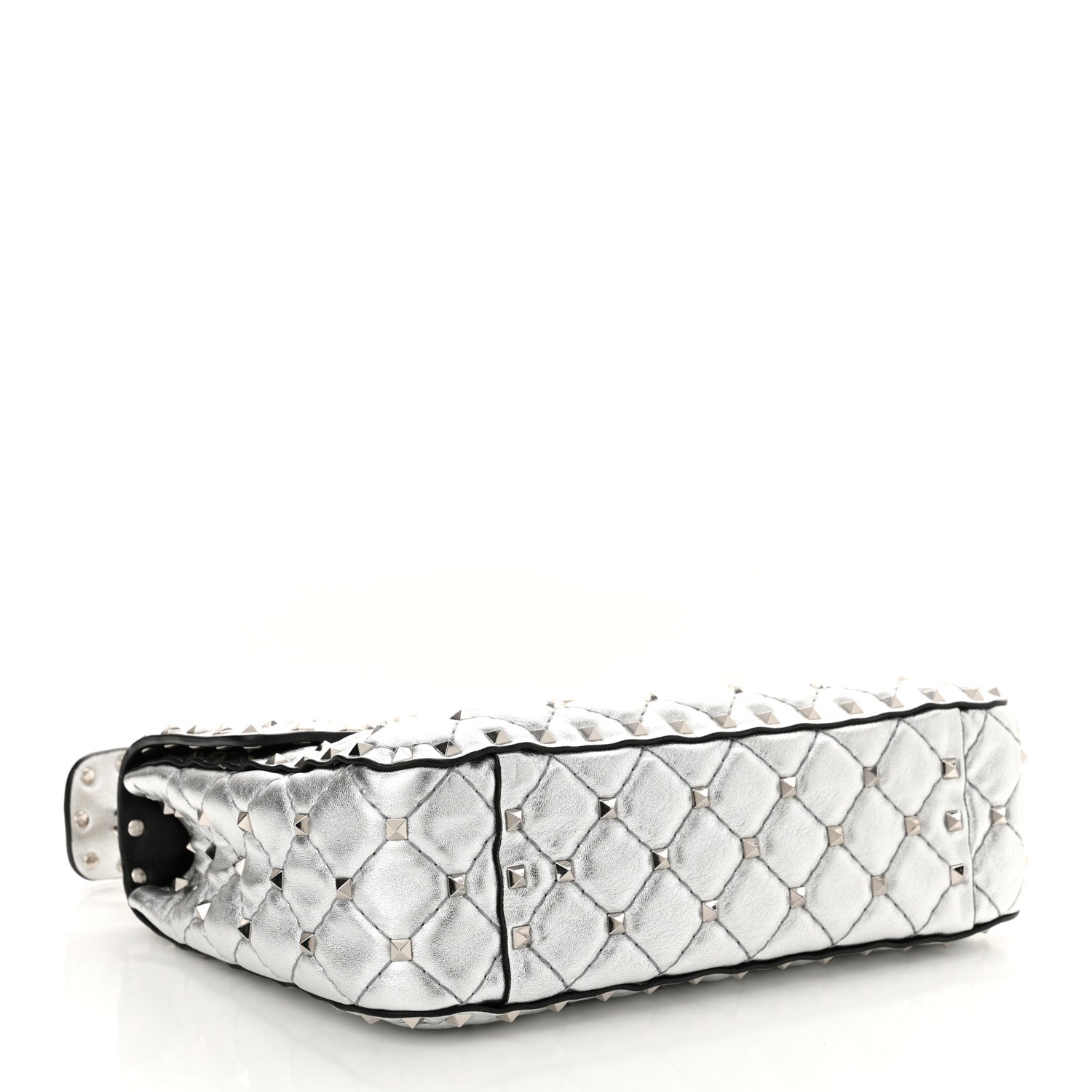 Valentino Garavani Metallic Nappa Medium Rockstud Spike Shoulder Bag Silver 4 of 9
