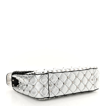 Valentino Garavani Metallic Nappa Medium Rockstud Spike Shoulder Bag Silver 4 of 9