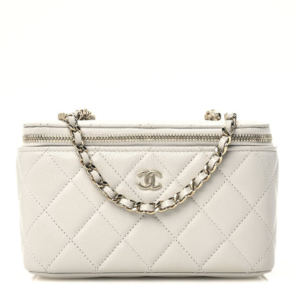 Chanel Caviar Quilted Small Tiny CC Vanity Case With Chain Light Grey 1 of 12