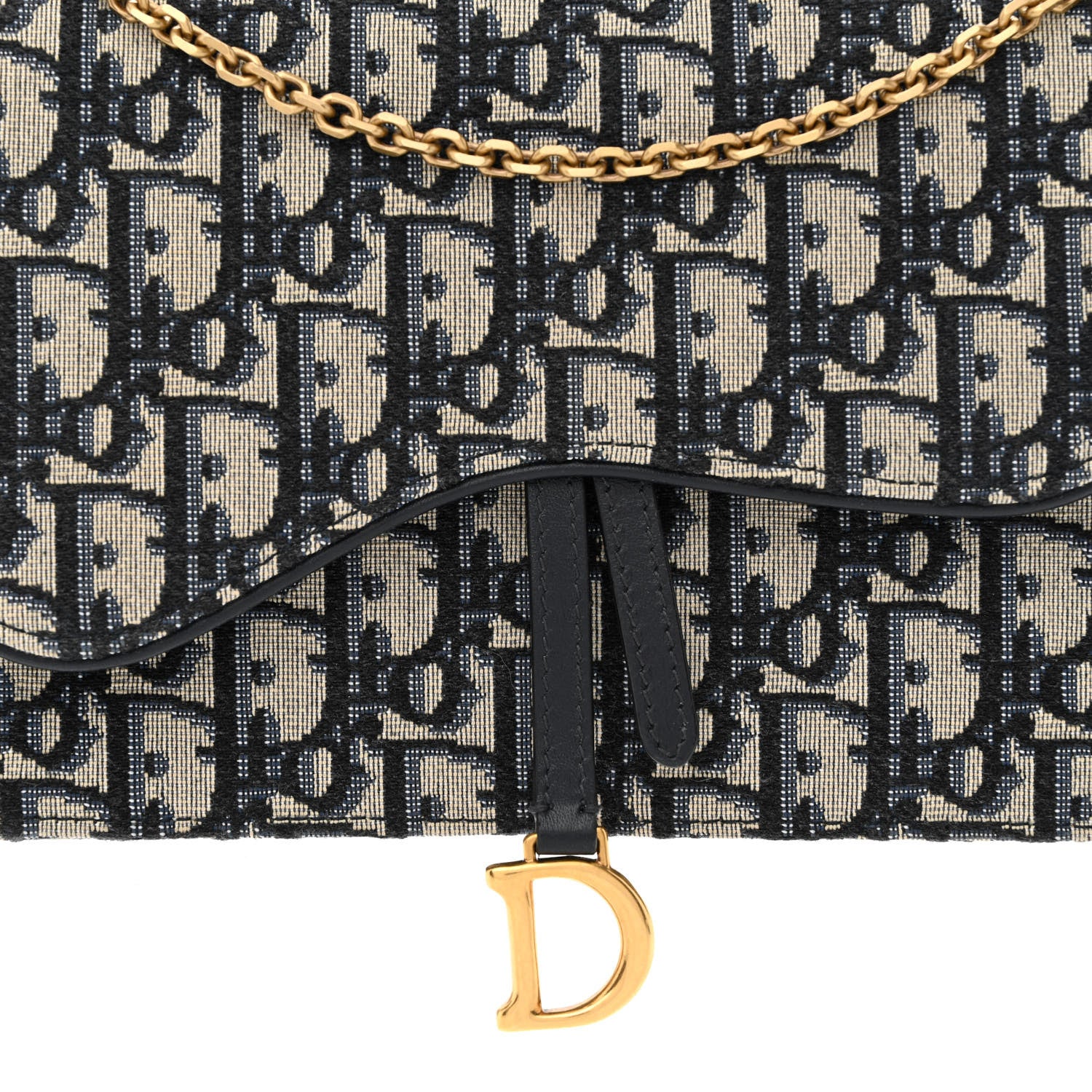 Christian Dior Oblique Saddle Chain Pouch Blue 6 of 8