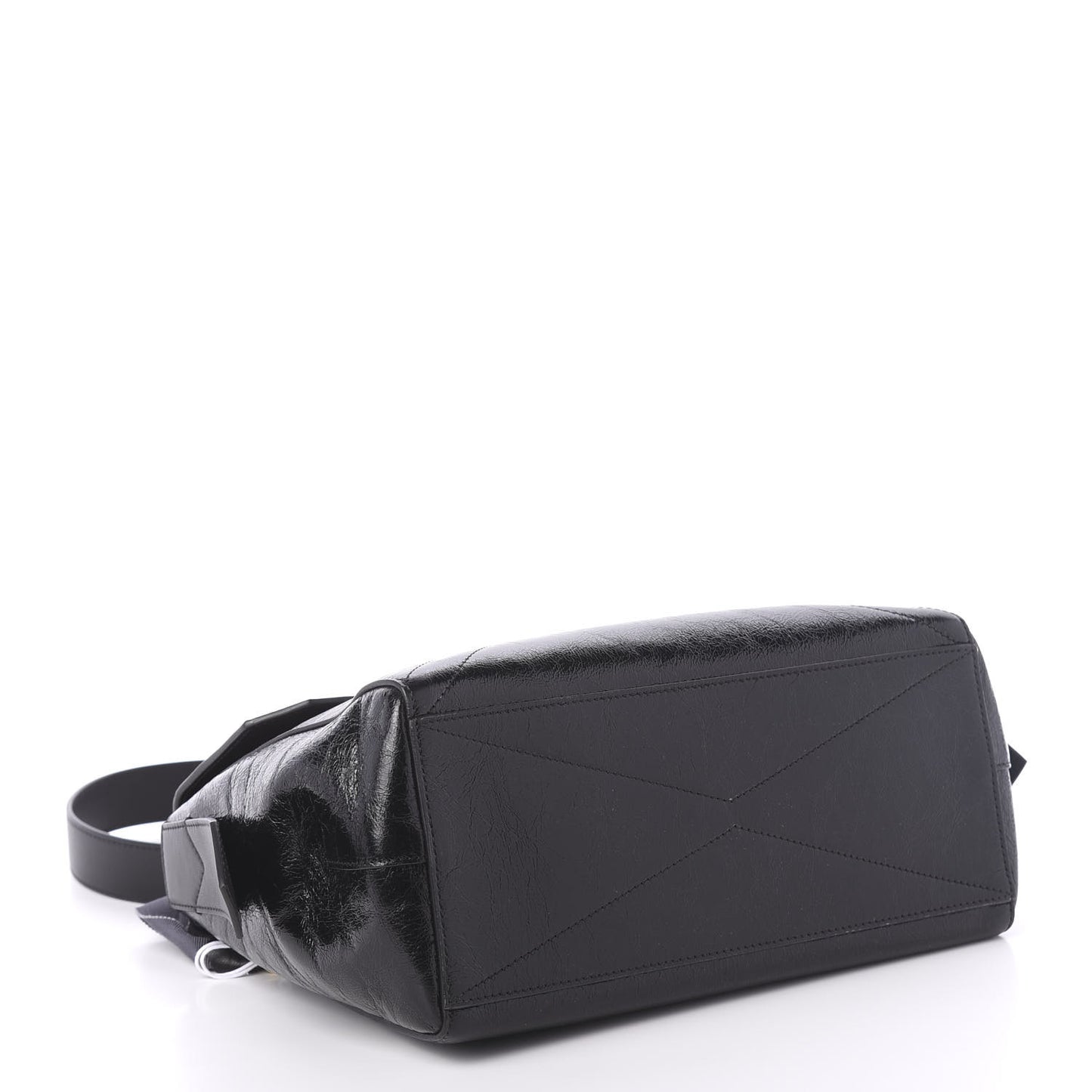 Creased Patent Calfskin Medium ID Flap Black
