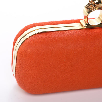 Alexander McQueen Calf Hair Long Skull Box Clutch Orange 8 of 8