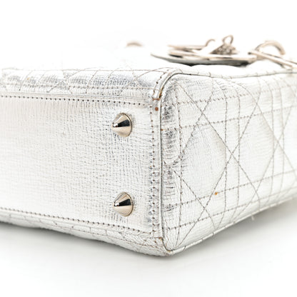 Christian Dior Metallic Grained Calfskin Cannage Small Lucky Badges My Lady Dior Silver 10 of 14