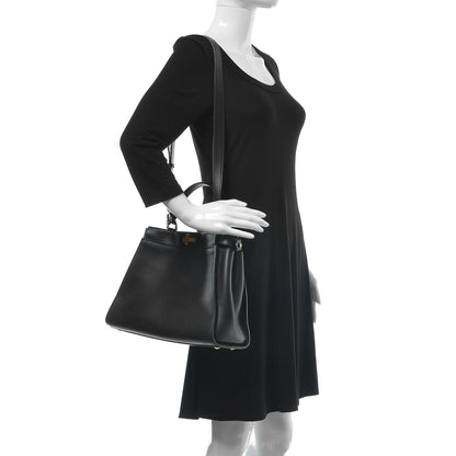 Fendi Vitello Seta Shiny Nappa Medium Peekaboo Iconic Satchel Black 2 of 8