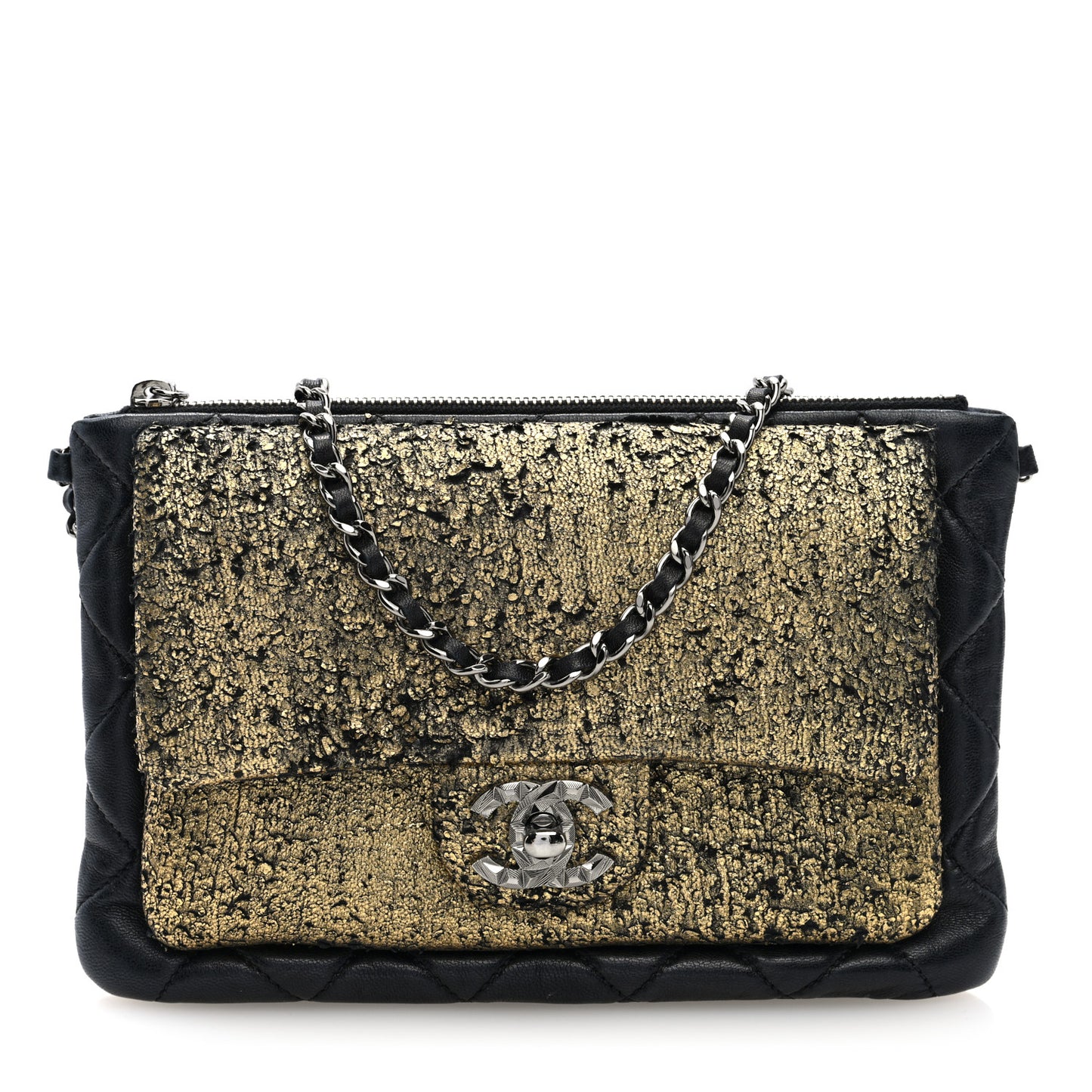 Lambskin Mineral Nights Wristlet Gold Black