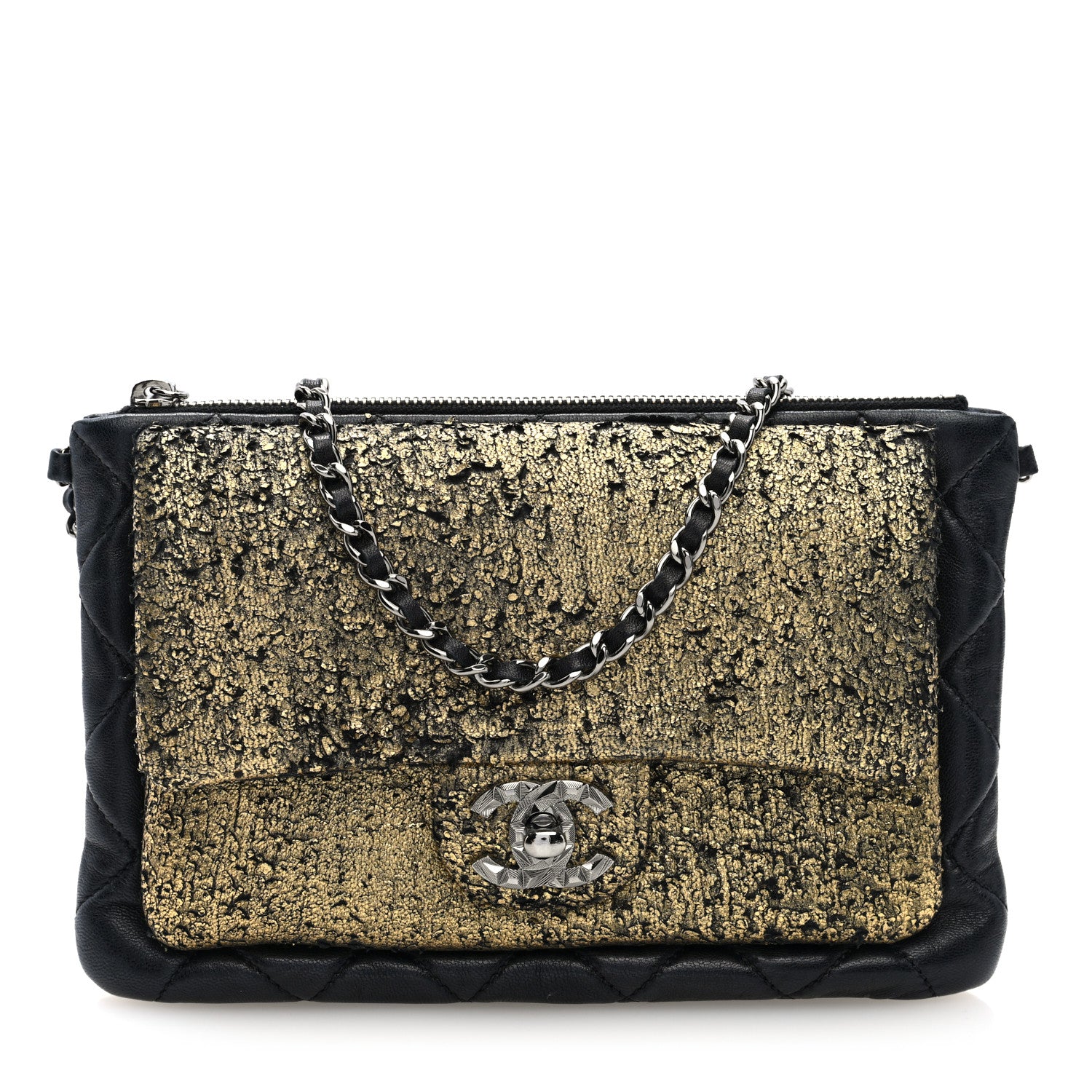 Chanel Lambskin Mineral Nights Wristlet Gold Black 1 of 10