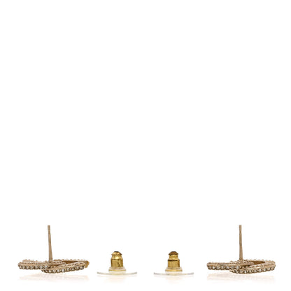 Chanel Crystal Timeless CC Earrings Light Gold 3 of 5