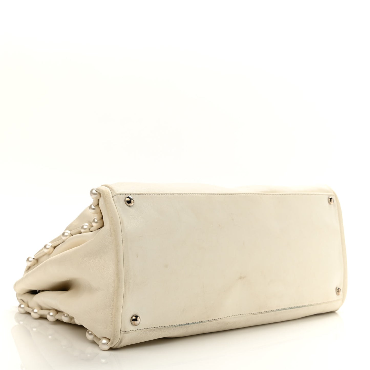 Lambskin Pearl Obsession Tote White