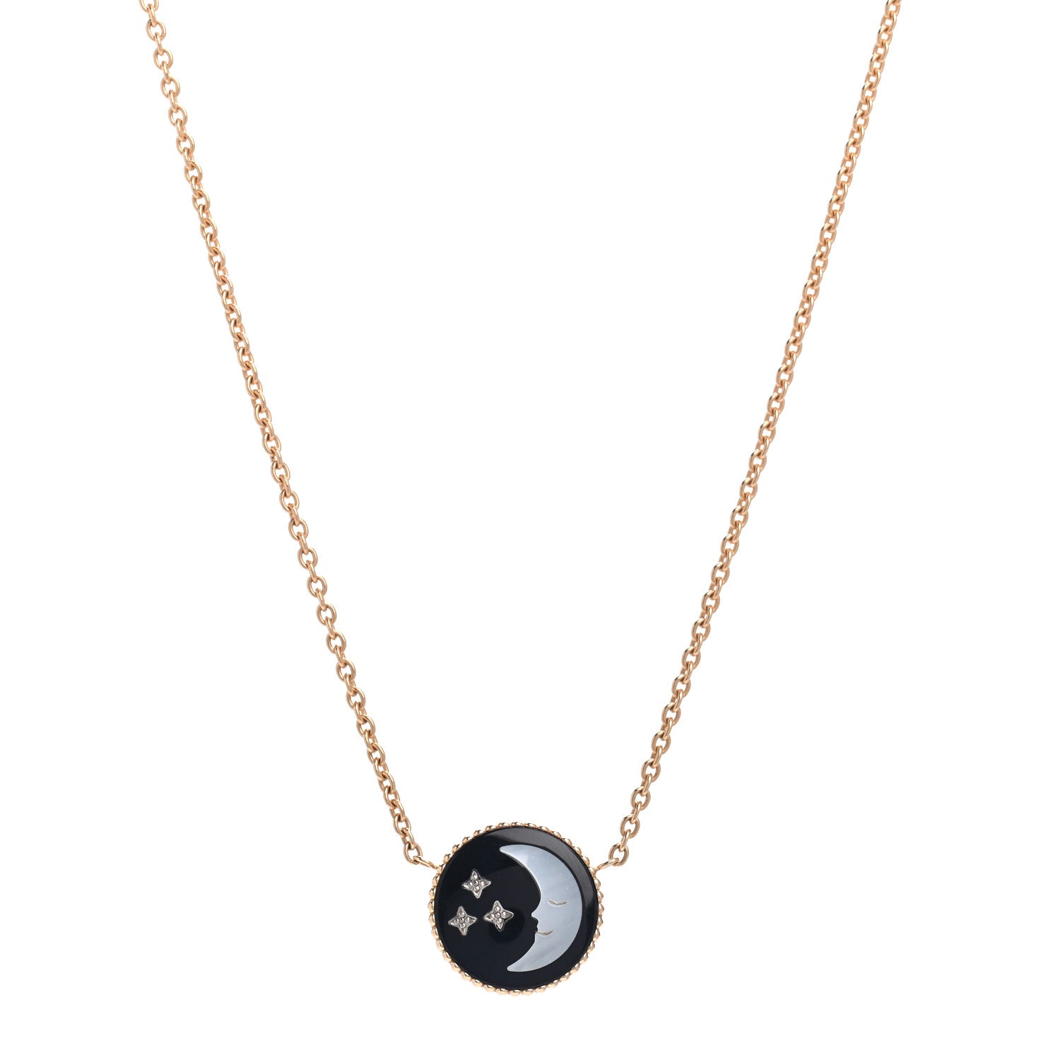 Christian Dior 18K Yellow Gold Diamond Black Onyx Mother of Pearl Rose Celeste Pendant Necklace 2 of 7