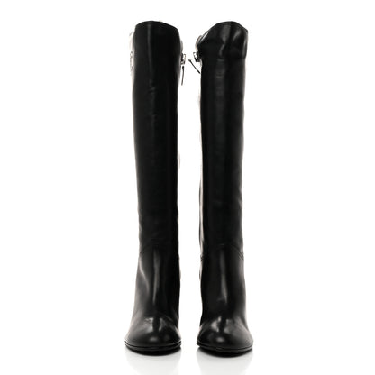 Chanel Calfskin Tall CC Boots 37.5 Black 2 of 11