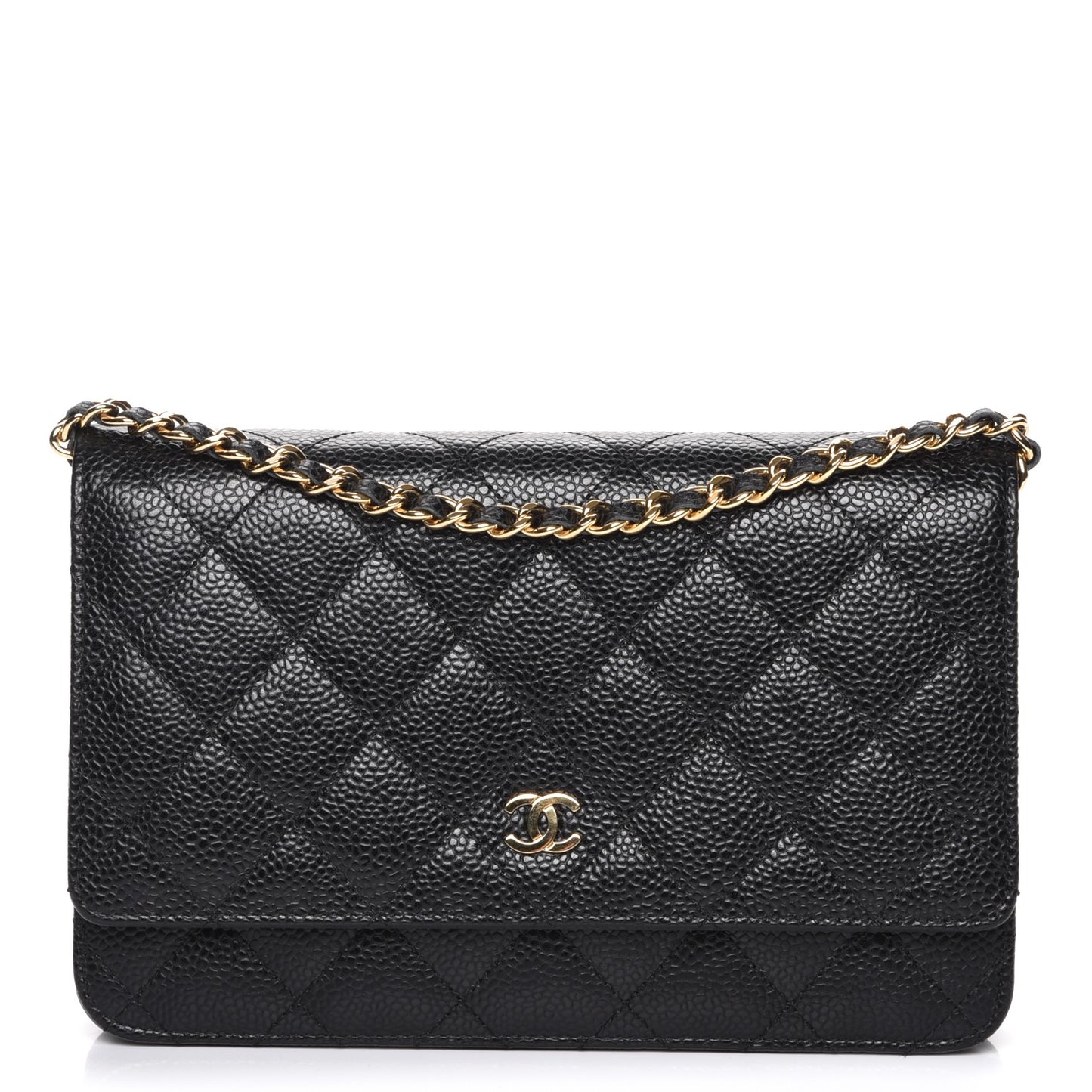 Caviar Quilted Wallet On Chain WOC Black
