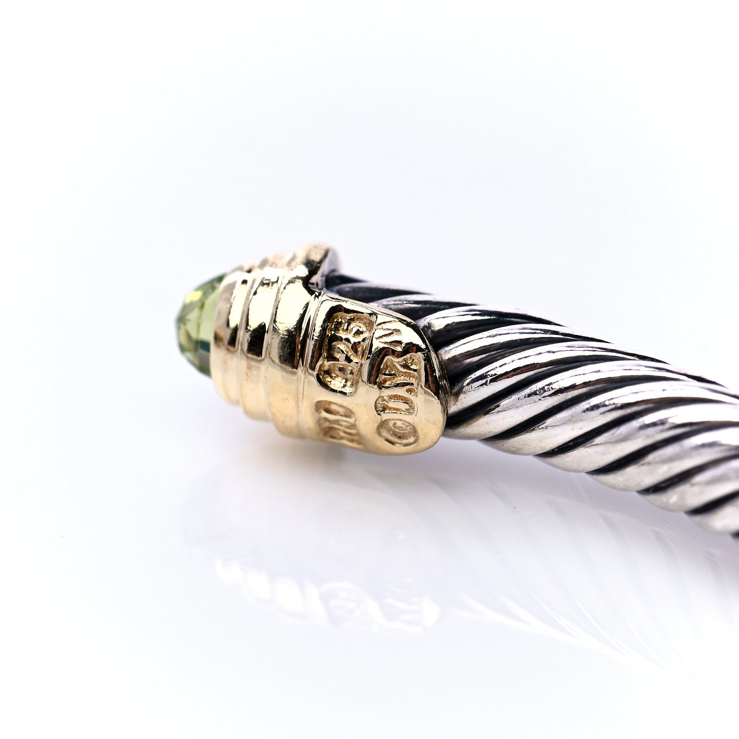 Sterling Silver 14K Yellow Gold Peridot 4mm Cable Kids Birthstone Bracelet