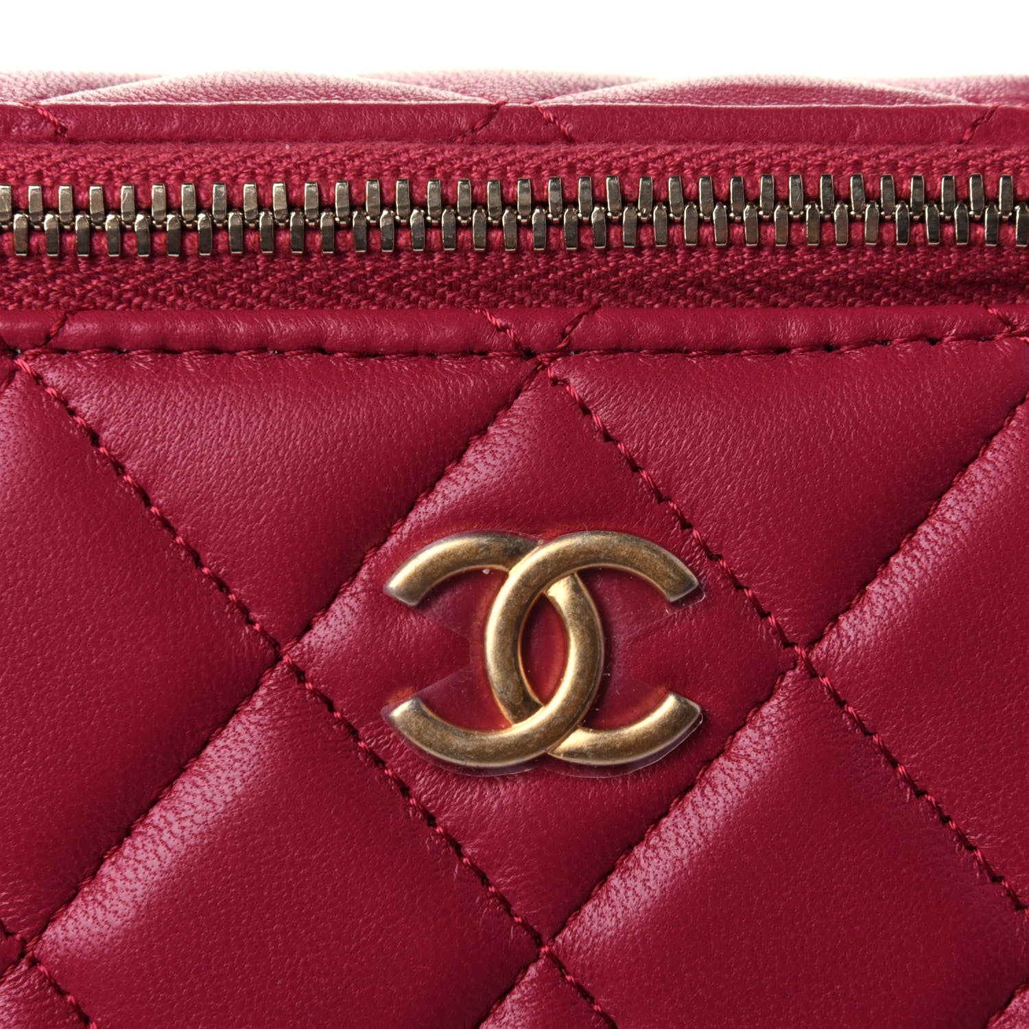 Chanel Lambskin Quilted Small Top Handle Vanity Case With Chain Dark Pink 4 of 4